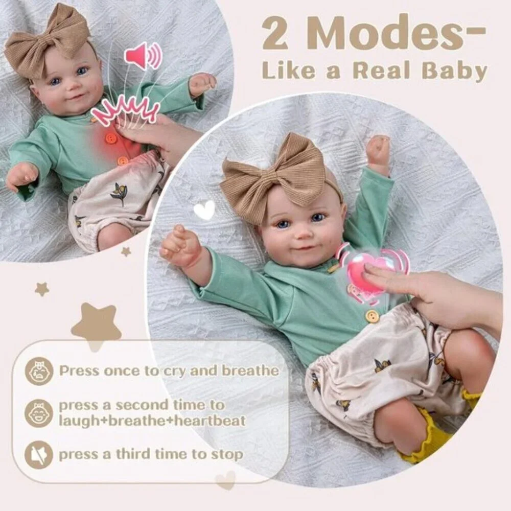 Interactive Reborn Baby Dolls Girl 20Inch white Green Real Life Baby Doll - Picture 3 of 7